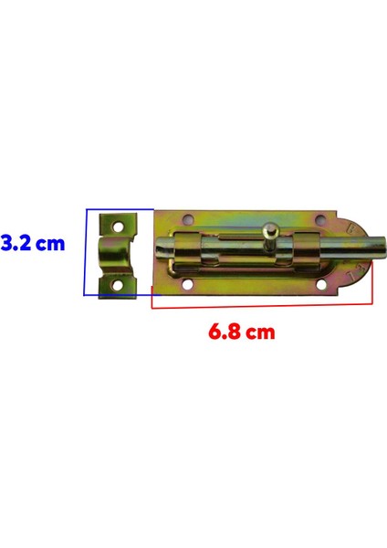 Sürgü Mavzer No:2 Kilit Kadmiyum 32X68 mm Ahşap Pvc Demir Kapı Pencere Emniyet Mandalı Kilidi