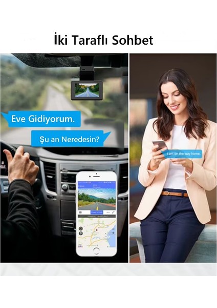 Araç Içi Kamera Sim Kartlı Gps'li Araç Içi Kamera - Ön ve Geri Görüş Kamerası Dahil + Sesli Konuşma