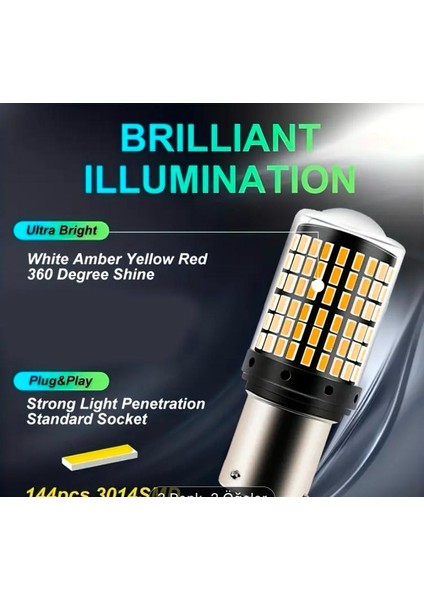 1 Çift / 2 Adet LED 1156 BA15S P21W LED Ampuller Süper Parlak Araba Turuncu Sinyal Lambası