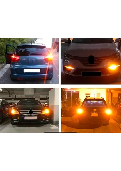 1 Çift / 2 Adet LED 1156 BA15S P21W LED Ampuller Süper Parlak Araba Turuncu Sinyal Lambası