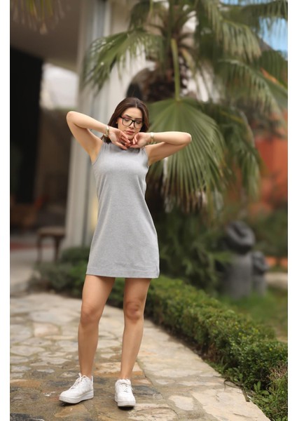 Gri Melanj Kadın Elbise