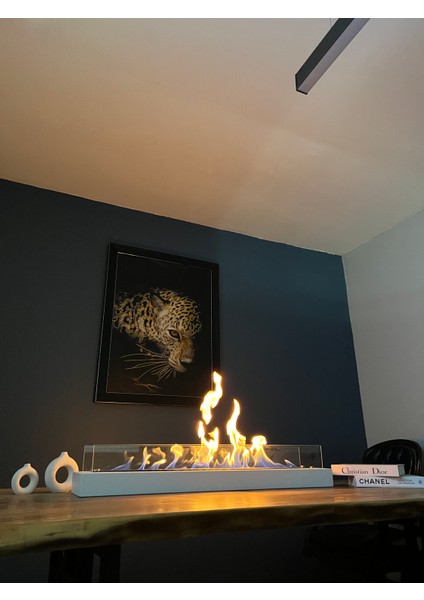 Bayaz Mega Boy Masa Üstü Bigflame Lüx Masa Üstü, Köşe Bioethanol Büyük Şömine Metal Dekoratif Şömine