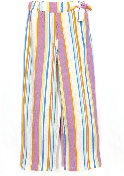 Çizgili Wide Leg Bol Geniş Paça Kız Çocuk Yazlık Pantolon 001-0002021