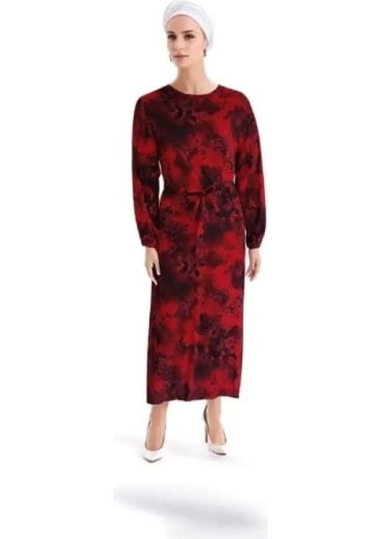 Kadın Tesettür Elbise Kuşak Bağlamalı Cepli Kolları Lastikli Bisiklet Yaka fırsatları