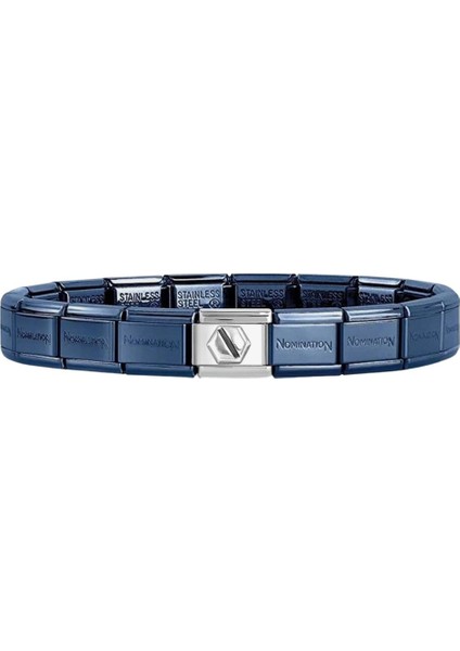 Kişiselleştirilebilir Klasik Dekoratif Linkli Lacivert Paslanmaz Çelik Bileklik- Altıgen Vida