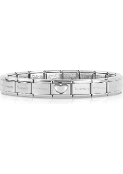 Kişiselleştirilebilir Dekoratif Linkli Klasik Paslanmaz Çelik Bileklik - Kabartma Kalp