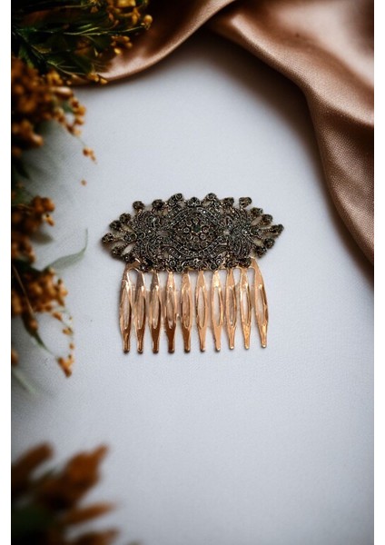 Kristal Taşlı Vintage Tarak Topuz Toka