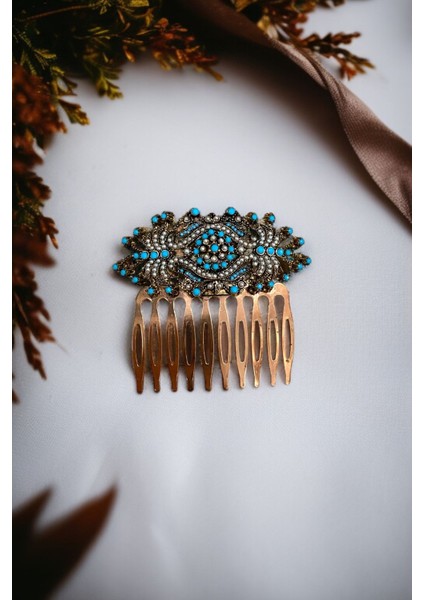 Kristal Taşlı Vintage Tarak Topuz Toka