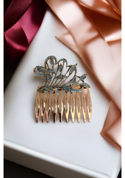 Kristal Taşlı Vintage Tarak Topuz Toka