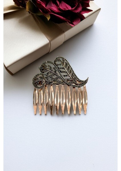 Kristal Taşlı Vintage Tarak Topuz Toka