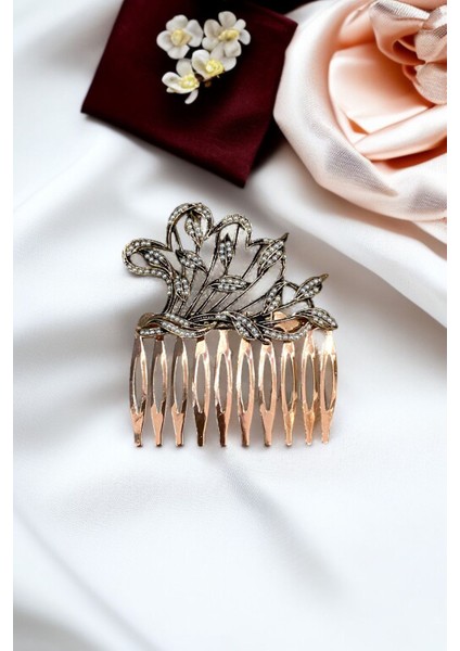 Kristal Taşlı Vintage Tarak Topuz Toka