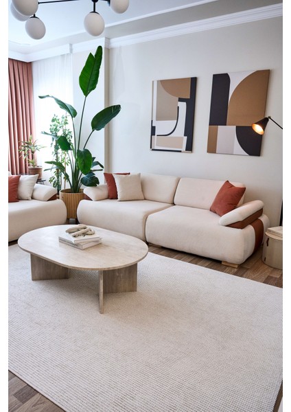 Halı Havana 8595 Ekru Özel Dokulu Modern Bukle Iskandinav Tarz Halı