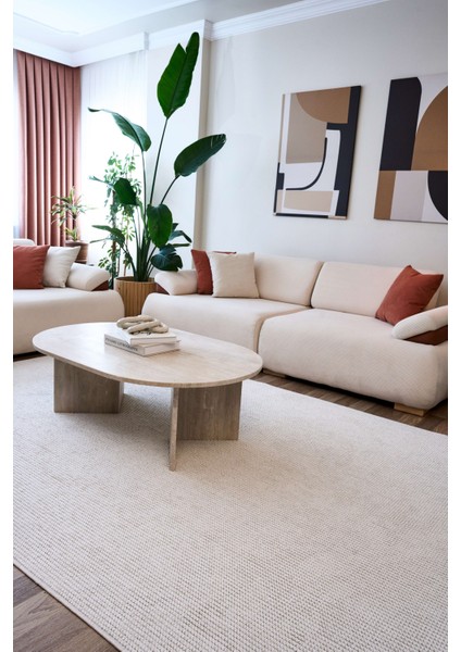 Halı Havana 8595 Ekru Özel Dokulu Modern Bukle Iskandinav Tarz Halı