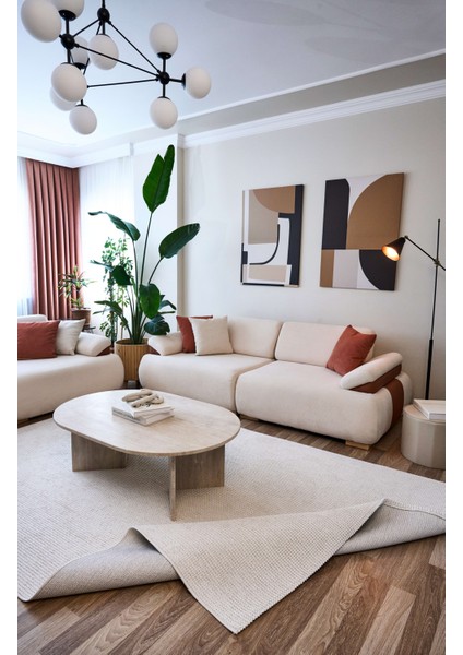 Halı Havana 8595 Ekru Özel Dokulu Modern Bukle Iskandinav Tarz Halı