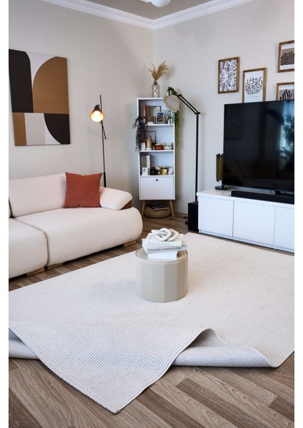 Halı Havana 8595 Ekru Özel Dokulu Modern Bukle Iskandinav Tarz Halı