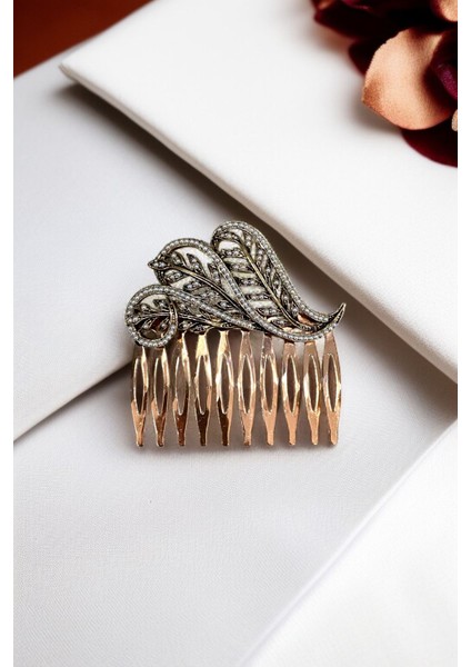 Kristal Taşlı Vintage Tarak Topuz Toka
