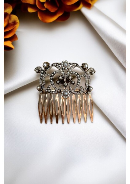 Kristal Taşlı Vintage Tarak Topuz Toka