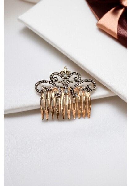 Kristal Taşlı Vintage Tarak Topuz Toka
