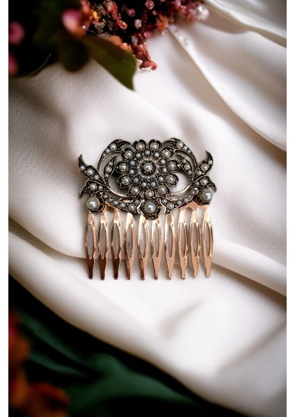 Kristal Taşlı Vintage Tarak Topuz Toka