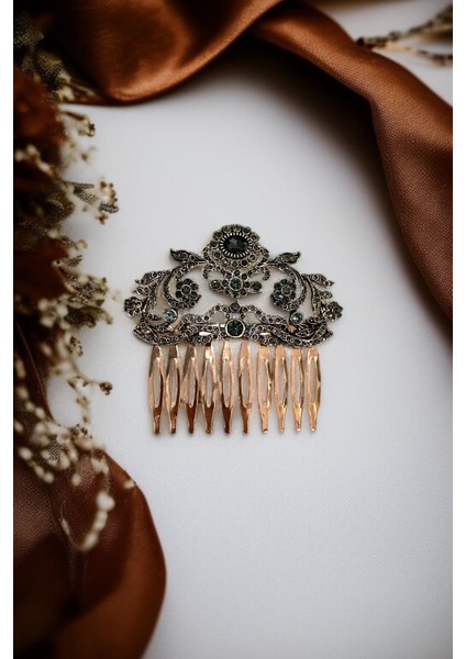 Kristal Taşlı Vintage Tarak Topuz Toka