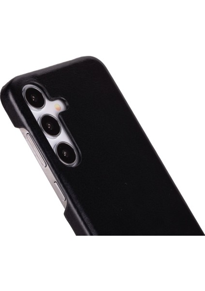 Samsung Galaxy S25 Plus Uyumlu, Hakiki Deri, El Yapımı Arka Kapak, Kömür Siyah