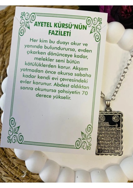 Ayetel Kursi Yazılı Kolye Bay Ayetel Kürsi Kadın Erkek