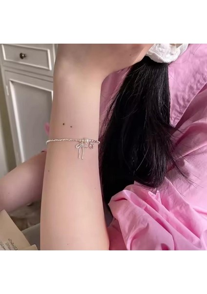 Gümüş Kaplama Coquette Pembe Taşlı Kalp Kurdele Fiyonk Detaylı Pinterest İtalyan Zincir Bileklik fiyatları