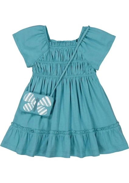 1920 Kız Çocuk Çantalı Set Elbise Yeşil