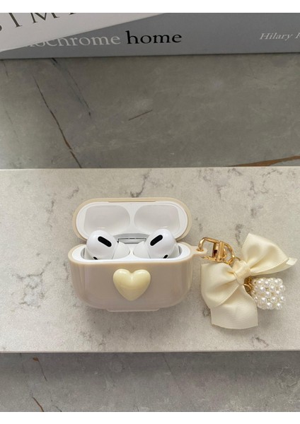 Airpods Pro /pro 2 Uyumlu Şık Kalpli Kurdeleli Kulaklık Kılıfı