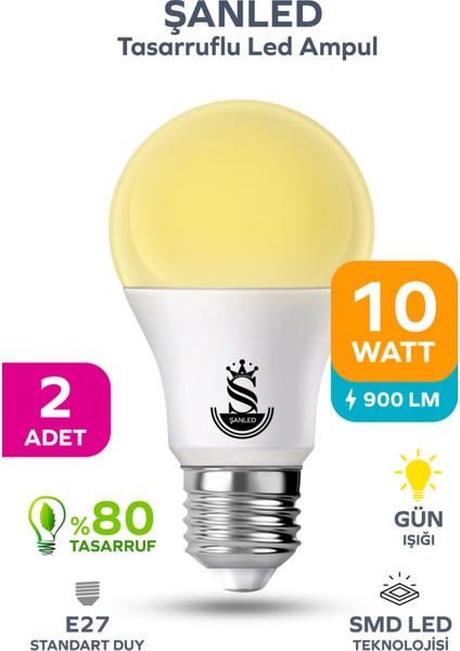 Tasarruflu Gün Işığı LED Ampul - 1, 4, 5, 8, 10, 20, 30, 40, 50, 100 (10W)
