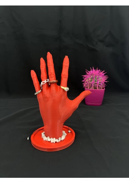 Kırmızı 18 cm Dekoratif Beyaz El Takı Mankeni, Yüzük Standı, Ürün Sergileme Standı, Organizer