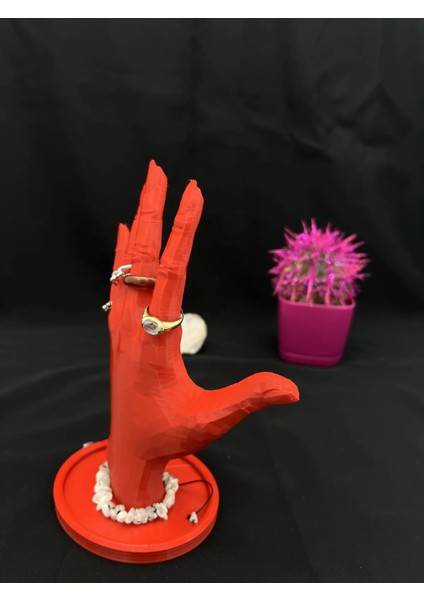 Kırmızı 18 cm Dekoratif Beyaz El Takı Mankeni, Yüzük Standı, Ürün Sergileme Standı, Organizer modelleri