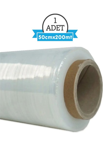Şeffaf Streç Film 1850 gr - 200 Metre, 50 cm Genişlik, 17 Mikron, Kaliteli Yerli Üretim Ambalaj Streç