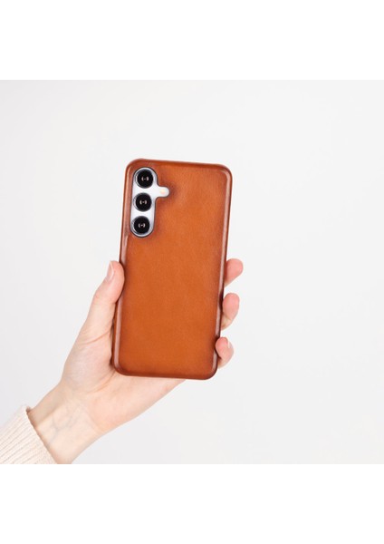 Samsung Galaxy S25 Uyumlu, Hakiki Deri, El Yapımı Arka Kapak, Gölgeli Taba