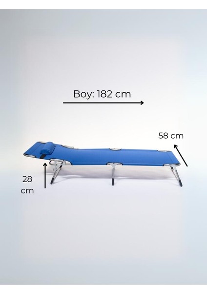 Sırt Ayarlanabilir Katlanabilir Kademeli Yastıklı Lüks Şezlong-Saks Mavi