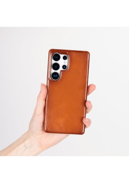 Samsung Galaxy S25 Ultra Uyumlu, Hakiki Deri, El Yapımı Arka Kapak, Gölgeli Taba