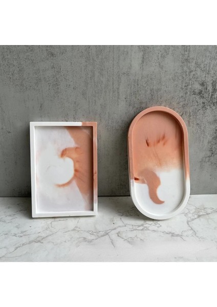 Epoksi Beton Oval Tabak Sunumluk Silikon Kalıbı