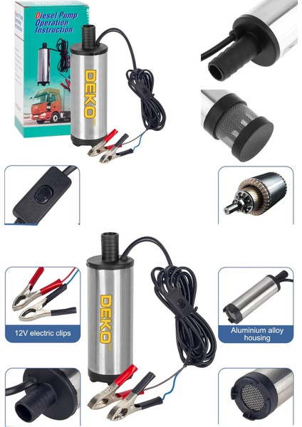 Paslanmaz Gövdeli Profesyonel Bakır Sargılı 12V Mini Mazot Sıvı Yağ Yakıt Aktarma Pompası 51MM fiyatları