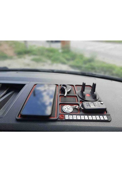 Torpido Üstü Kaydırmaz Telefon Tutucu Mat - Numaratör Özellikli Silikon Ped