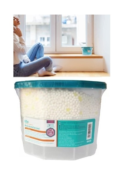 600 ml Nem Alıcı Rutubet Giderici Aparat - Limonlu Mutfak Salon Banyo Küf Koku Alıcı Granül