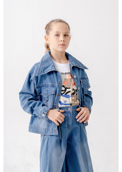 Kız Çocuk Kuşgözlü Kot Ceket 1549 fiyatları