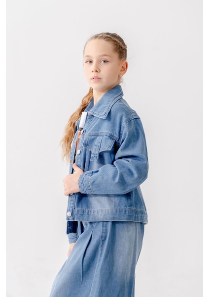 Kız Çocuk Kuşgözlü Kot Ceket 1549 modelleri