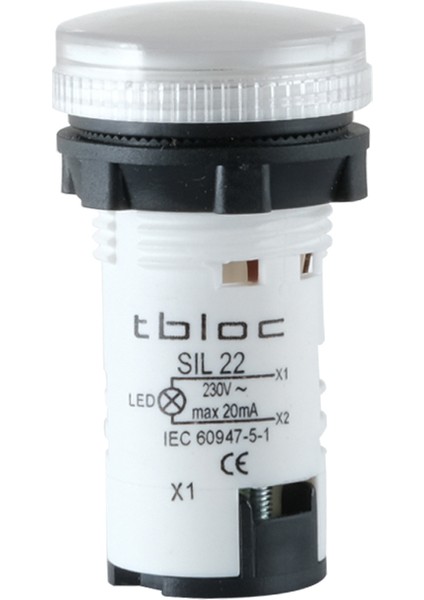 SIL22-24 Beyaz Sinyal Lambası LED 24V