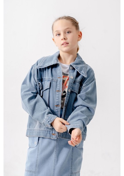 Kız Çocuk Kuşgözlü Kot Ceket 1549 fiyatları