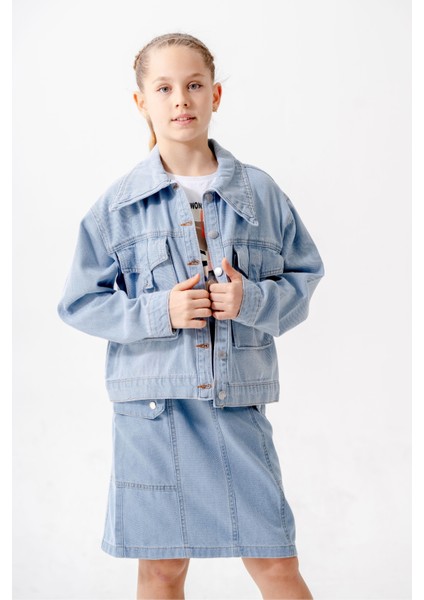 Kız Çocuk Kuşgözlü Kot Ceket 1549 fiyatları