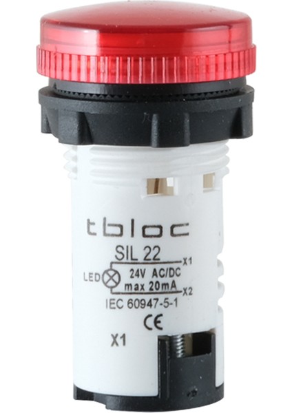 SIL22-24 Kırmızı Sinyal Lambası LED 24V