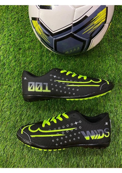 001 Erkek ve Çocuk Dişsiz Çim Halı Saha Futbol Ayakkabısı Siyah-Sarı