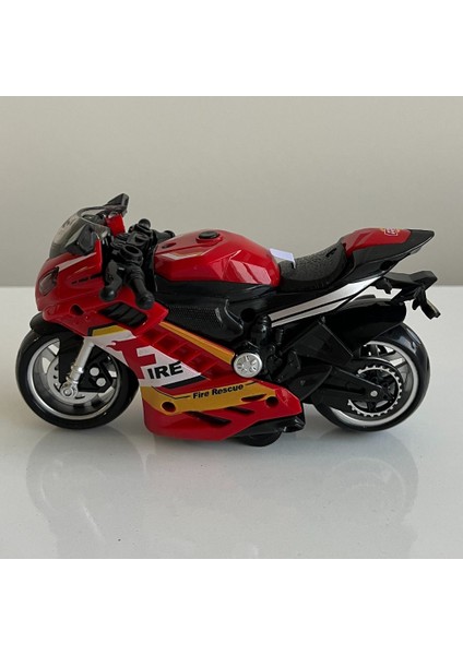 Oyuncak Motosiklet Şık Görünümlü Çek Bırak Işıklı ve Sesli Renkli 15 cm - Mavi Su Dünyası