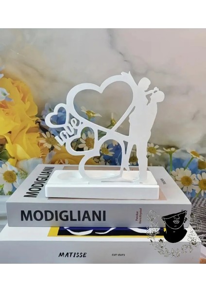 Sarılan Sevgililer Romantik Kalpli Mumluk