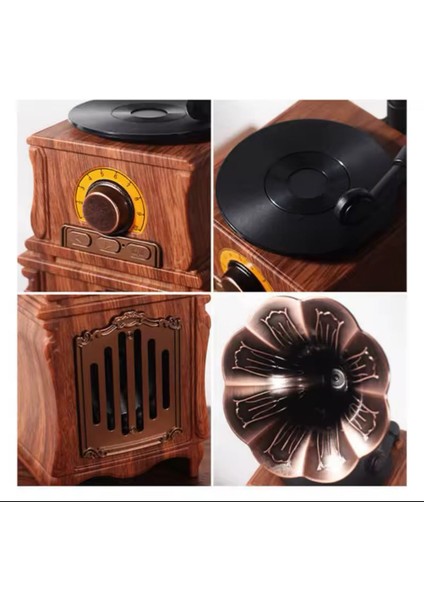 Kablosuz Retro Bluetooth Hoparlör Taşınabilir Vintage Bluetooth Ortam Işığı ile Soundbar'da Fm Radyo Zaman Ekran Desteği Tf USB Aux